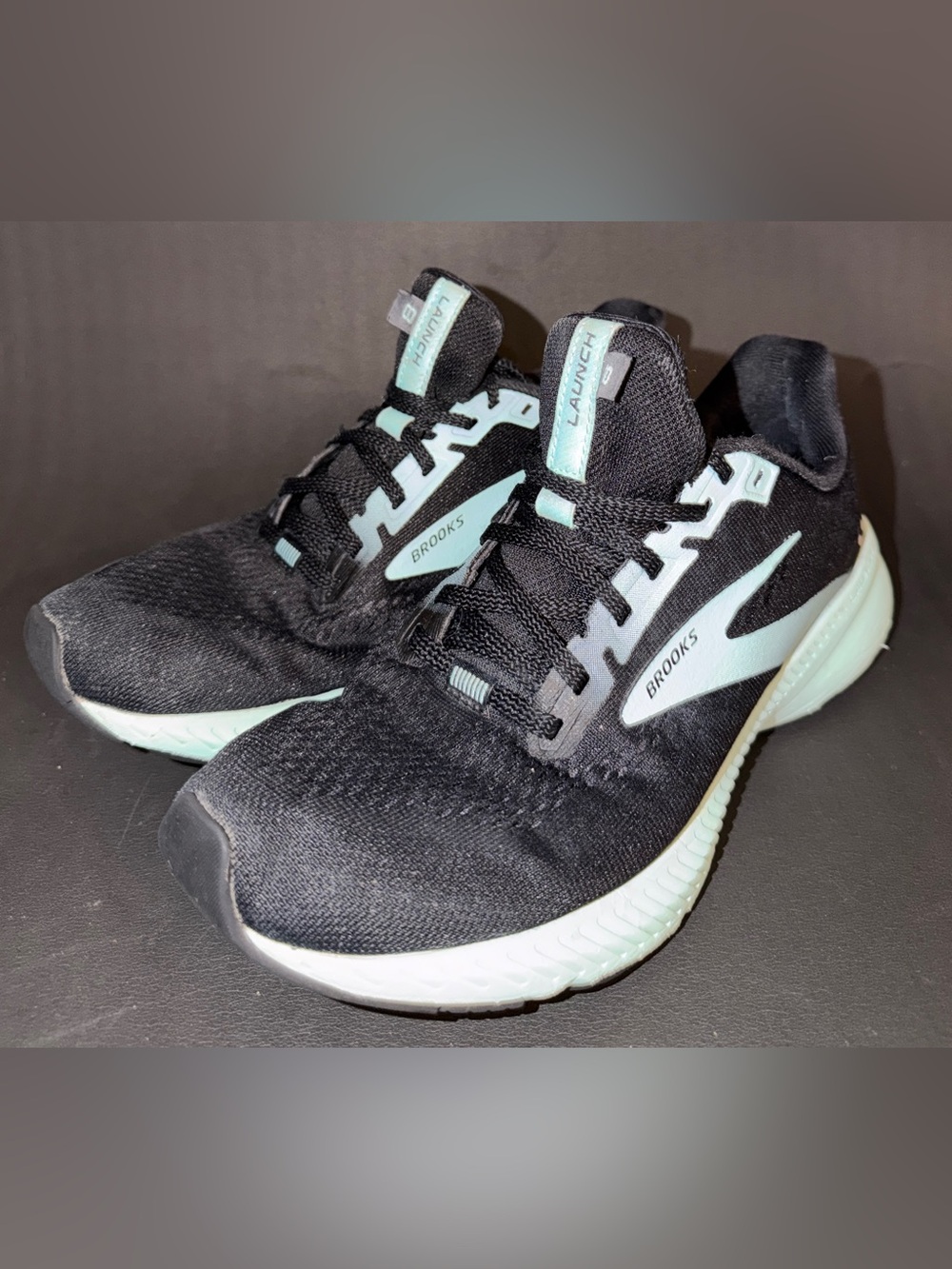 Brooks Launch Running Shoes in Black with Mint Highlights